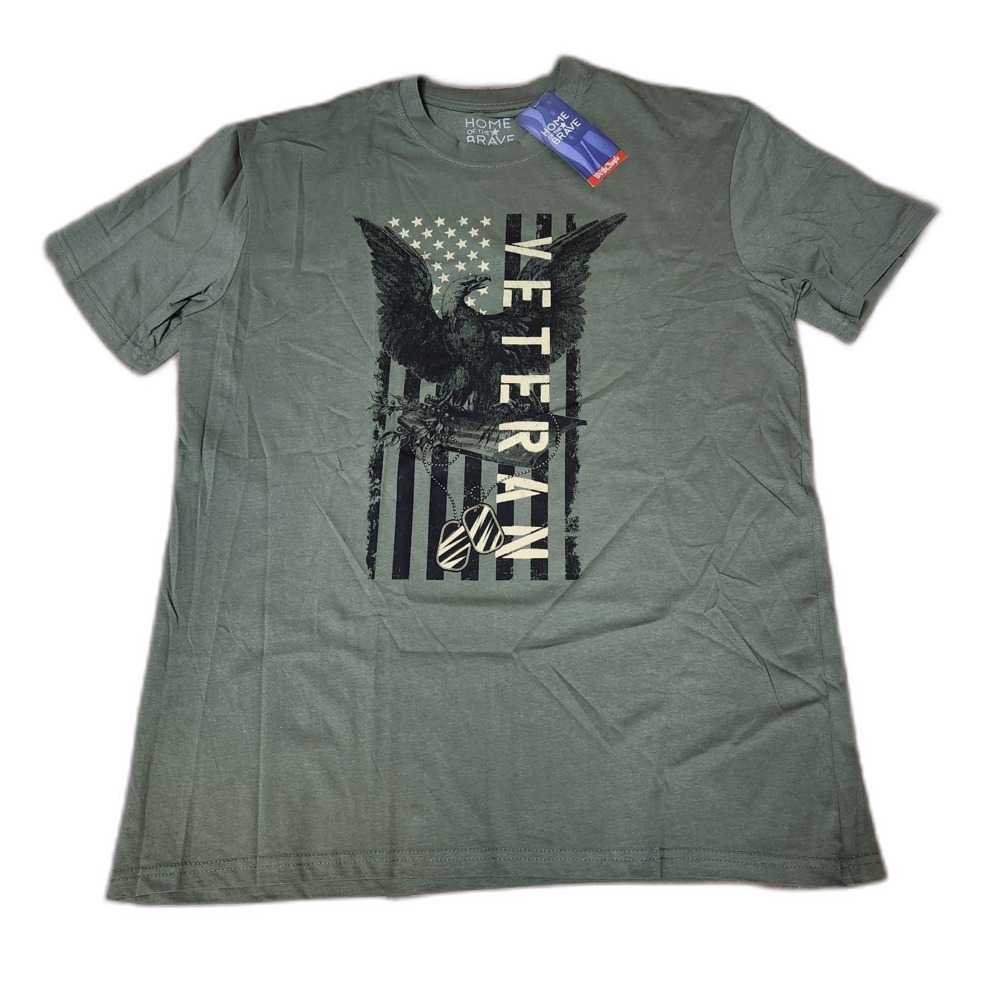 Veteran Patriotic Graphic T‑Shirt Men’s XL Green Short Sleeve – New With Tags
